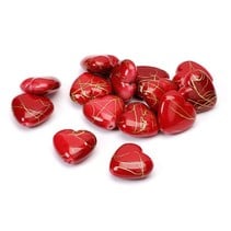 Corazones, rojo, 1,5 cm, 24pcs en una bolsa de plástico.