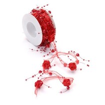 Pearl Rose garland, red, yard goods