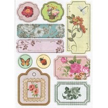 Chipboard Sticker, nostalgie blumen.