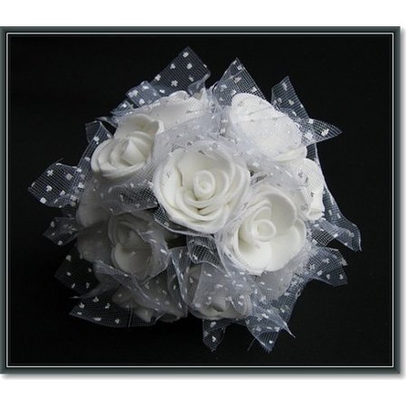 BLUMEN (MINI) UND ACCESOIRES roses en mousse, 12 roses, blanc