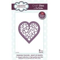Stempling og Embossing stencil, hjerte fuld af hjerter