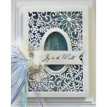Creative Expressions Cutting en embossing stencils, Kerst motieven: decoratieve frame met sneeuwvlokken