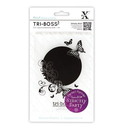 embossing Präge Folder Tri-Boss Relief dossier (A6) - Strictement Party (papillon ouverture)
