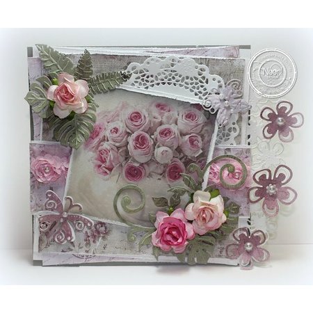 Joy!Crafts und JM Creation Designer Block, Bloemen met roze motieven