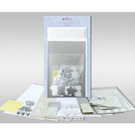 KARTEN und Zubehör / Cards Conjuntos de cartas para ser personalizado, "Silver", para 4 cartões, tamanho 11,5 x 21 cm e 11,5 x 17 cm