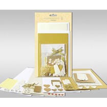 Set di carte per essere personalizzato, "oro", 4 carte, formato 11,5 x 21 cm e 11,5 x 17 cm