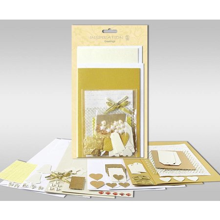 Exlusiv Set di carte per essere personalizzato, "oro", 4 carte, formato 11,5 x 21 cm e 11,5 x 17 cm