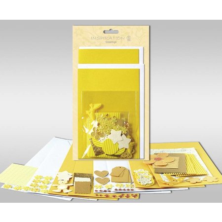 Exlusiv Set di carte da personalizzare, "Sole", per 4 carte, dimensioni 11,5 x 21 cm e 11,5 x 17 cm