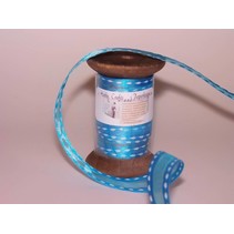 Ribbon i høj kvalitet, 15mm x 1,5 mtr, h'blau på nostalgisk spole.