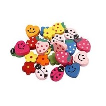 Kinderschmuck: Holze Perlen mit Smilies und andere Motive