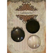 2 Glascabochons mit Rahmen