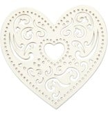 Embellishments / Verzierungen 18 cuore in filigrana, 7,5 cm, bianco, 250gr di cartone di qualità