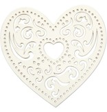 Embellishments / Verzierungen 18 filigraan hart, 7,5 cm, wit, 250gr van kwaliteit karton