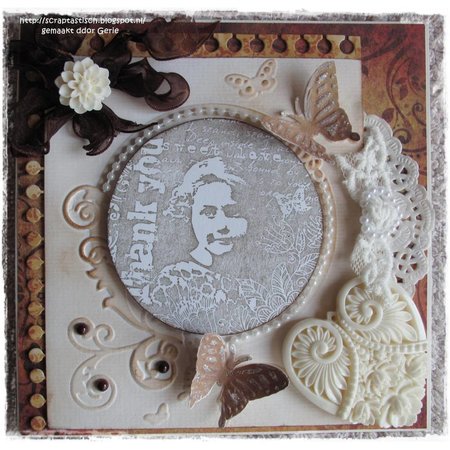 Marianne Design Rubber stamp, Romantic Vintage Thank you