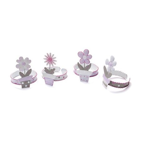 Objekten zum Dekorieren / objects for decorating Servetring bloem, sering, 5cm, 4-gesorteerd, gemaakt van metaal, in PVC doos.