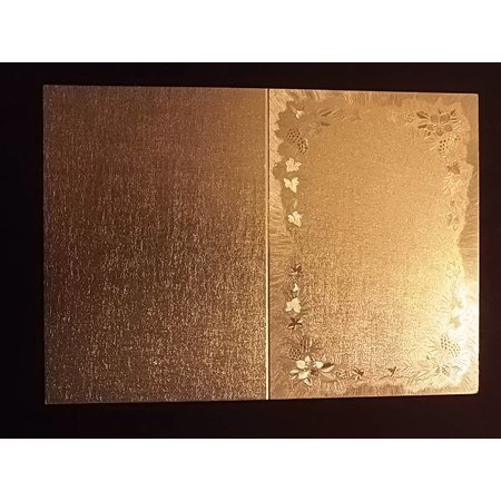 KARTEN und Zubehör / Cards 3 doble kort i metall gravering, farge metallic gull