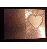 KARTEN und Zubehör / Cards 2 double cards in metal engraving, color metallic silver with heart