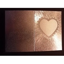 2 dobbelt kort i metal gravering, farve metallisk sølv med hjerte - Sidste SET!