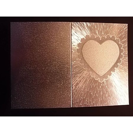KARTEN und Zubehör / Cards 2 double cards in metal engraving, color metallic silver with heart