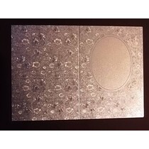 3 tarjetas dobles en grabado en metal, plata metálica de color