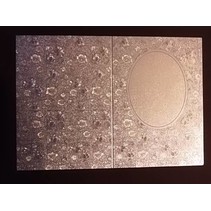 3 double cards in metal engraving, color metallic silver