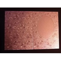 3 double cards in metal engraving, color metallic pink