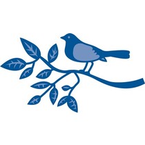 Estampación y embutición de la plantilla, pájaro en una rama