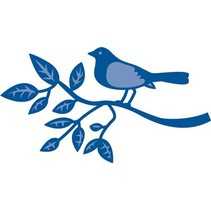 Stampaggio e goffratura stencil, uccello su un ramo