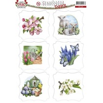 Die cut ark med foråret motiver Labels