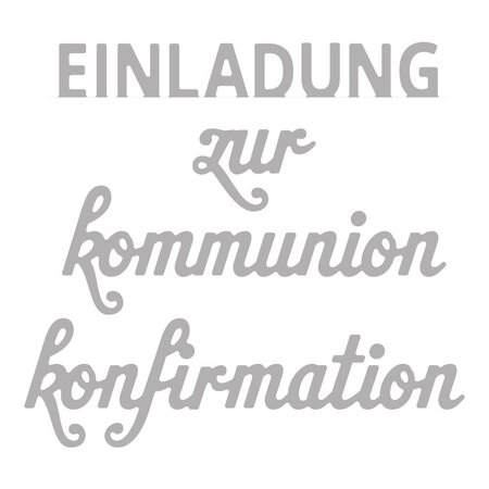 Spellbinders und Rayher Stanzschablone Set: Text Konfirmation/Kommunion