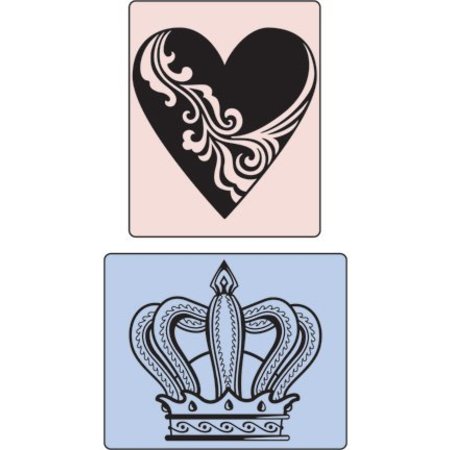 Sizzix Embossing Folder, Heart & Crown, 2 Folder.
