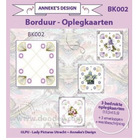 KARTEN und Zubehör / Cards Gedrukt Embroidery Card Lagen 13,5 x13, 5cm, 3 gedrukte kaart lay-out, 3 enveloppen