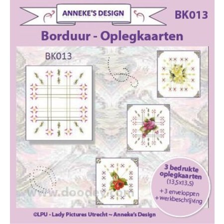 KARTEN und Zubehör / Cards Gedrukt Embroidery Card Lagen 13,5 x13, 5cm, 3 gedrukte kaart lay-out, 3 enveloppen - Copy