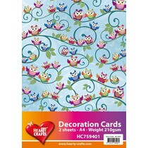 2 ark, designer papir ugle A4 210gr