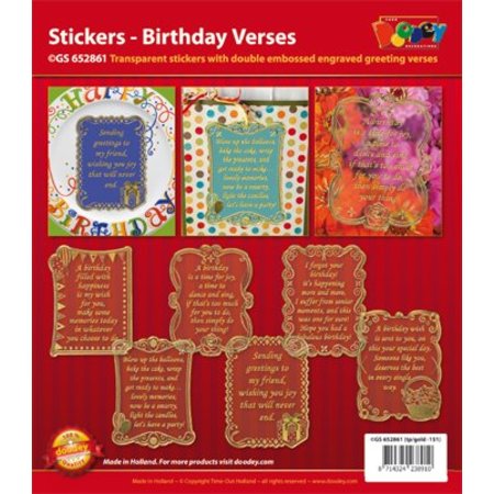 Sticker Birthday scrapbook stickers, 20x23cm, in gold.