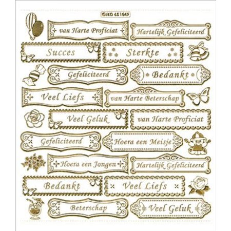 Sticker Stickers met Nederlandse tekst, 20 x 23cm, goud