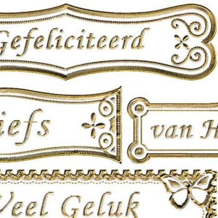 Sticker Stickers met Nederlandse tekst, 20 x 23cm, goud