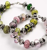 Schmuck Gestalten / Jewellery art Glass beads harmony 13-15 mm, black / white tones, 10 ranked, hole size 3-3,5 mm
