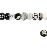 Schmuck Gestalten / Jewellery art Contas de vidro harmonia 13-15 mm, tons de preto / branco, 10 classificado, o tamanho do buraco 3-3,5 mm