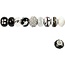 Schmuck Gestalten / Jewellery art Glaskralen harmonie 13-15 mm, zwart / wit tinten, 10 gerangschikt, gatgrootte 3-3,5 mm