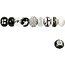 Schmuck Gestalten / Jewellery art Glass beads harmony 13-15 mm, black / white tones, 10 ranked, hole size 3-3,5 mm