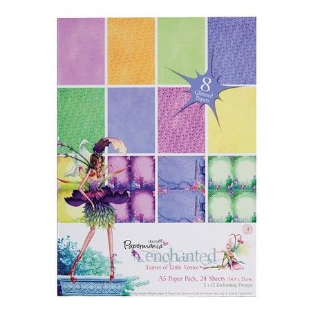 DESIGNER BLÖCKE  / DESIGNER PAPER A5 Glitter Paper Pack (24Pk) - Enchanted Fairies
