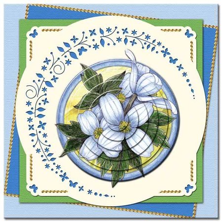 KARTEN und Zubehör / Cards Bastelbuch + Découpage draps + 6 mises en page de cartes de luxe + 3D Pyramid Fleurs