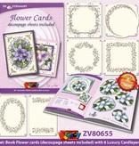 KARTEN und Zubehör / Cards Bastelbuch + Decoupage hojas + 6 diseños de tarjeta de Lujo + 3D Pirámide Flores