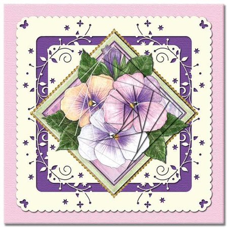 KARTEN und Zubehör / Cards Bastelbuch + Découpage draps + 6 mises en page de cartes de luxe + 3D Pyramid Fleurs