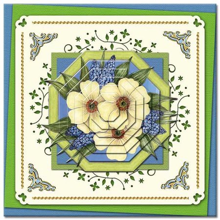 KARTEN und Zubehör / Cards Bastelbuch + Decoupage fogli + 6 layout di carte di lusso + 3D Piramide Fiori