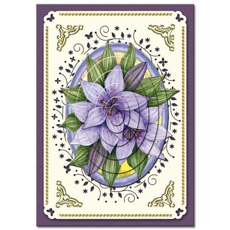 KARTEN und Zubehör / Cards Bastelbuch + Decoupage ark + 6 Luxury kort oppsett + 3D Pyramid Blomster