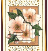 KARTEN und Zubehör / Cards Bastelbuch + Découpage draps + 6 mises en page de cartes de luxe + 3D Pyramid Fleurs