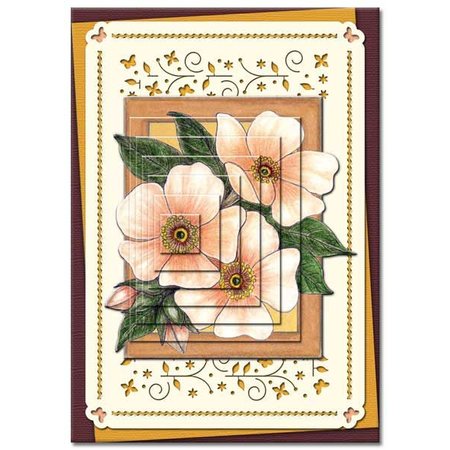 KARTEN und Zubehör / Cards Bastelbuch + Decoupage fogli + 6 layout di carte di lusso + 3D Piramide Fiori