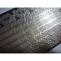 Klistermærker, grænser, bladguld, sølv spejl, 10x23cm.